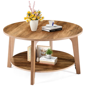 Round Coffee Table with Storage, 2-Tier