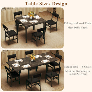 7-Piece Extendable Dining Table Set with 6 Upholstered Chairs