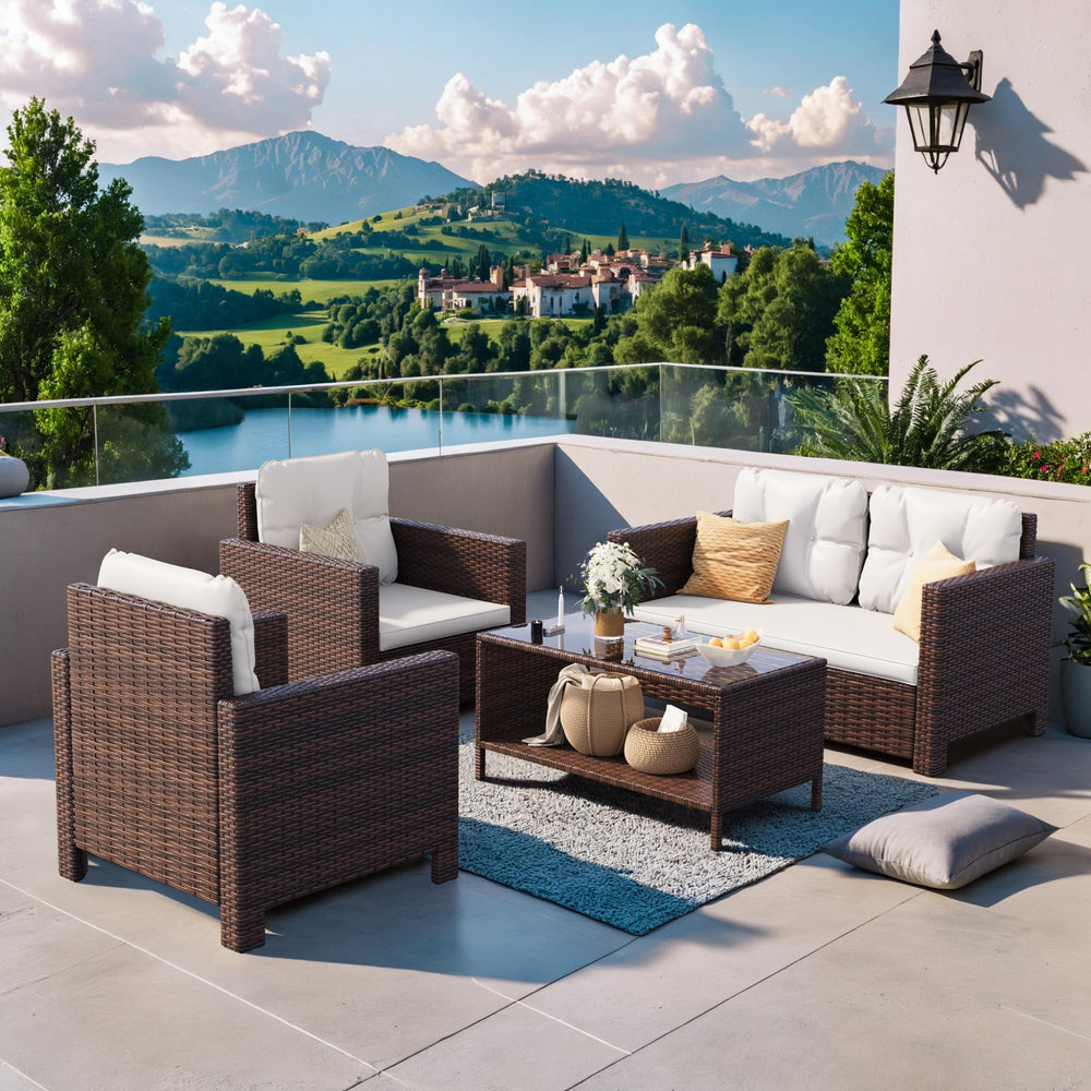 4-Piece Outdoor Wicker Patio Furniture Set