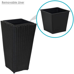 Tall Square Polyrattan Outdoor Planter Set of 3