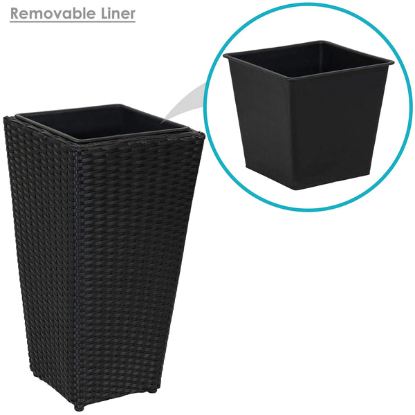 Tall Square Polyrattan Outdoor Planter Set of 3
