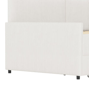 Twin L-Shaped Upholstered Daybed with Storage Drawers