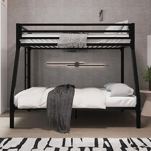 Twin Over Full Metal Bunk Bed with Guardrail