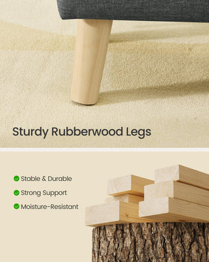 Storage Ottoman with Padded Seat & Wood Legs