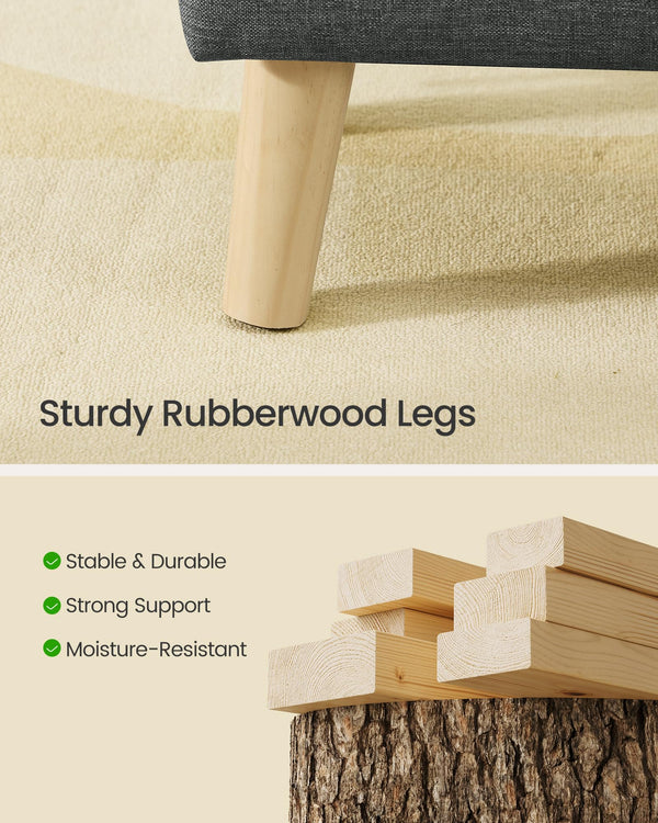 Storage Ottoman with Padded Seat & Wood Legs