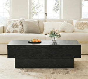 55" Large Farmhouse Rectangle Coffee Table with Thick Block Base