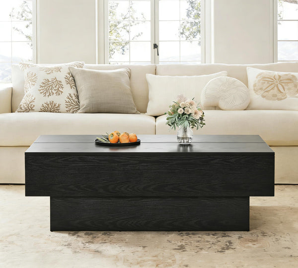 55" Large Farmhouse Rectangle Coffee Table with Thick Block Base