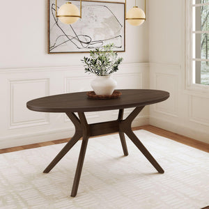Oval Solid Wood Dining Table — 62 Inch, Seats 4