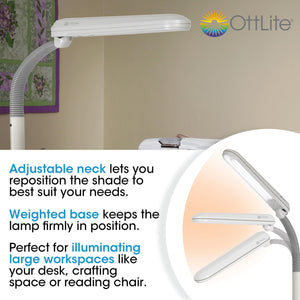 24W Gooseneck Craft Floor Lamp – Adjustable Daylight Reading Lamp