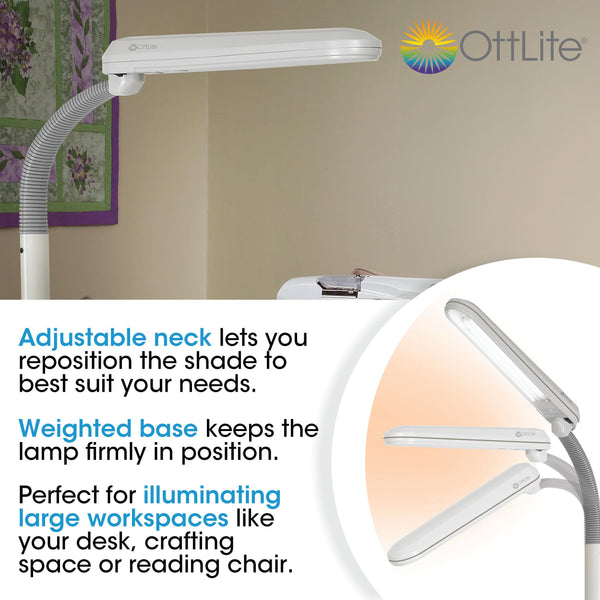 24W Gooseneck Craft Floor Lamp – Adjustable Daylight Reading Lamp