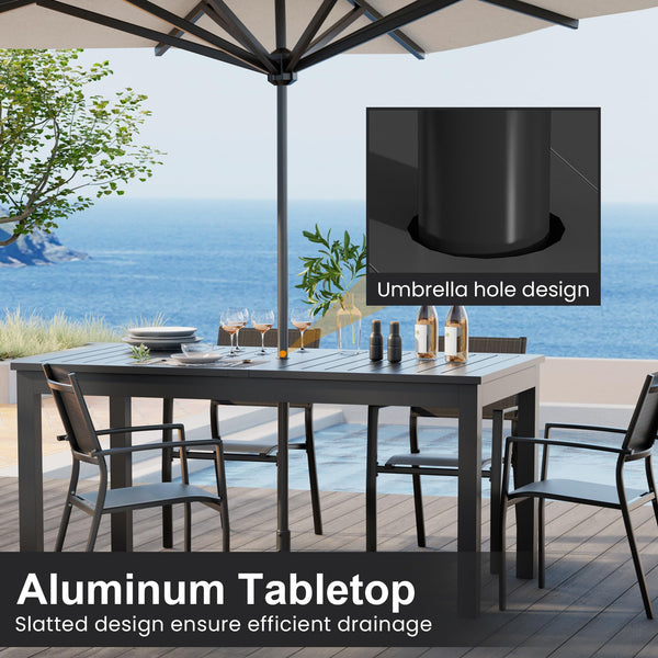 Expandable Aluminum Outdoor Dining Table 6-10 Person