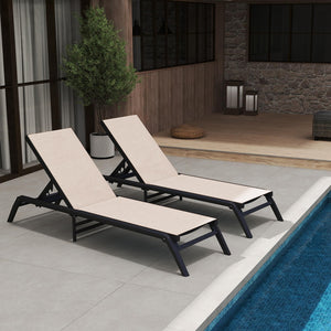 Outdoor Chaise Lounge Chairs Set of 2 – Foldable, Adjustable Backrest