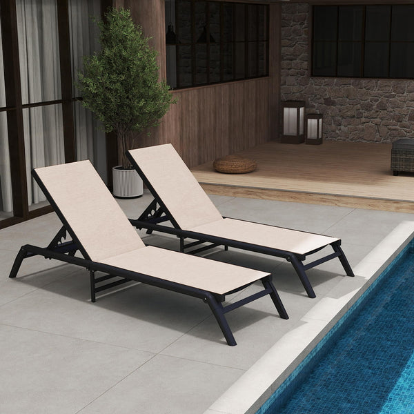 Outdoor Chaise Lounge Chairs Set of 2 – Foldable, Adjustable Backrest