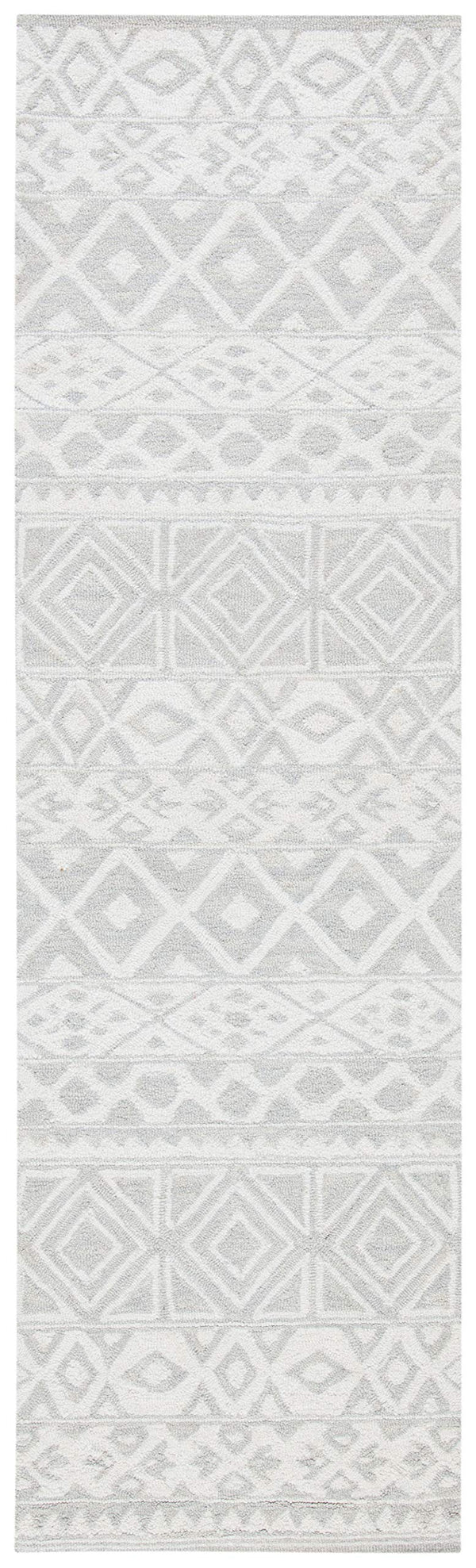 Handmade Wool Floral Area Rug – Silver & Ivory