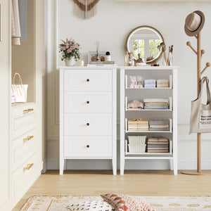 4-Drawer Wood Dresser with Metal Handles — White