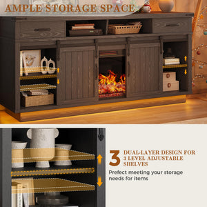 70-Inch Fireplace TV Stand with 36-Inch Electric Fireplace