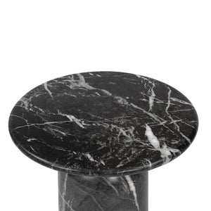 Round Marble Top End Table with Iron Frame