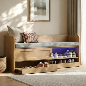 Entryway Bench with Storage & UV Shoe Organizer