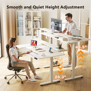 U-Shaped Electric Standing Desk with Keyboard Tray & Monitor Stand