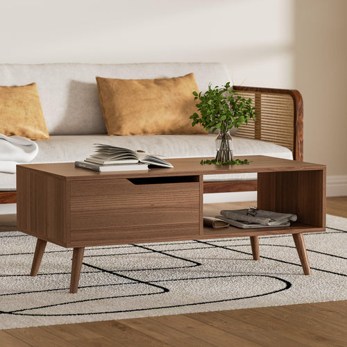 Coffee Table with Drawer & Open Shelf
