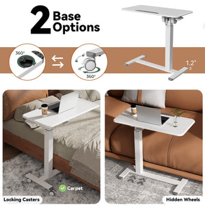 Height Adjustable Overbed Rolling Desk with Tiltable Laptop Surface