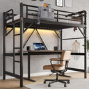 Twin Loft Bed with LED Lights & Charging Station