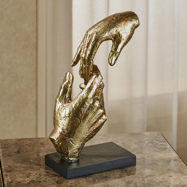 Loving Hands Resin Table Sculpture – Gold