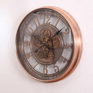 Large Moving Gears Wall Clock – 21 Inch Analog Art Deco Metal Clock