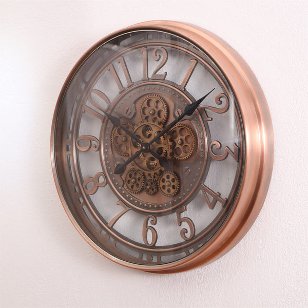 Large Moving Gears Wall Clock – 21 Inch Analog Art Deco Metal Clock