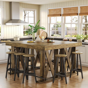 63-Inch Industrial Bar Table with Metal Footrest