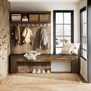 71" Extra Long Entryway Bench with Layered Design