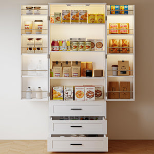72" LED Kitchen Pantry Cabinet with Barn Doors