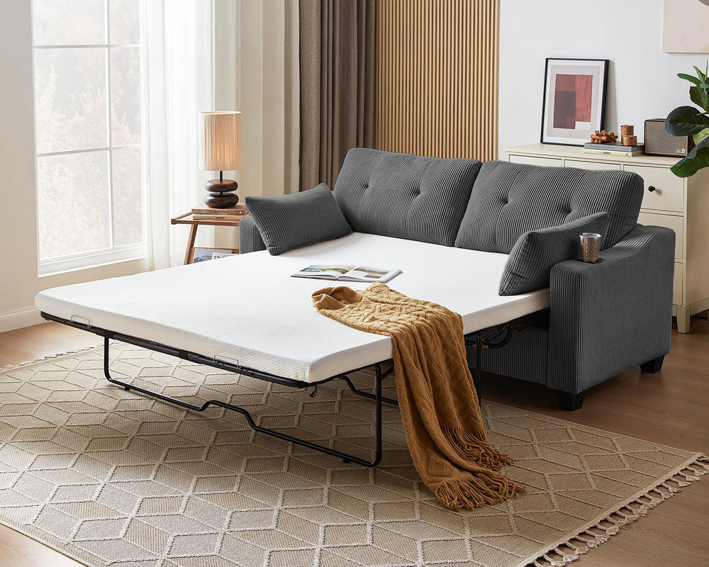 Corduroy Pull-Out Sleeper Sofa Bed