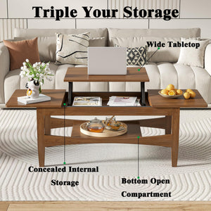 Lift Top Coffee Table with Open & Hidden Storage