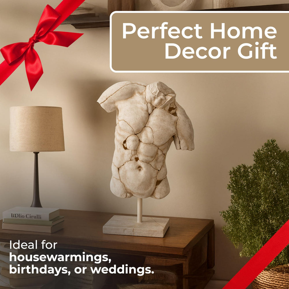 25" Resin Male Torso Sculpture | Modern Decorative Figurine