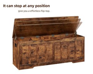 Extra Large Storage Chest Bench with Safety Hinges – 51.2" x 15.7" x 19.1"