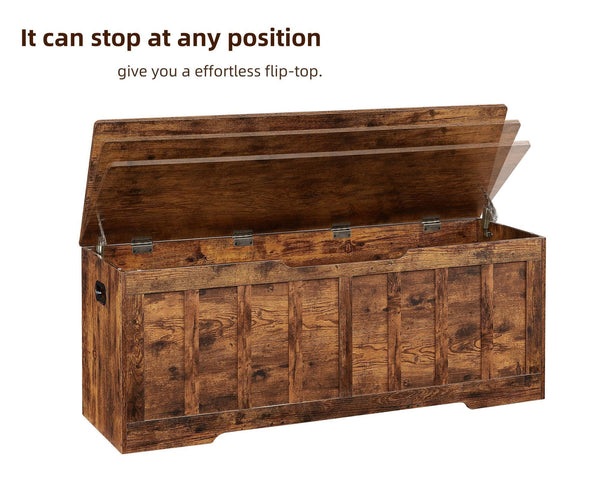 Extra Large Storage Chest Bench with Safety Hinges – 51.2" x 15.7" x 19.1"