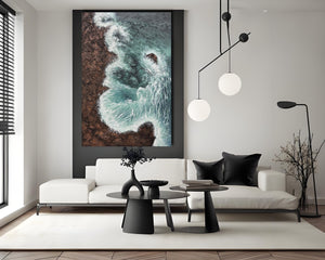 24x36" Hand-Painted 3D Texture Abstract Sea Wave Oil Painting – Modern Minimalist Canvas Wall Art