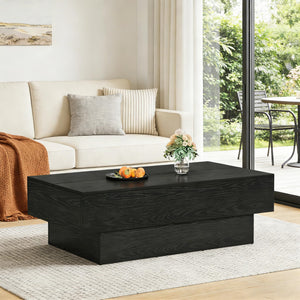 55" Large Farmhouse Rectangle Coffee Table with Thick Block Base