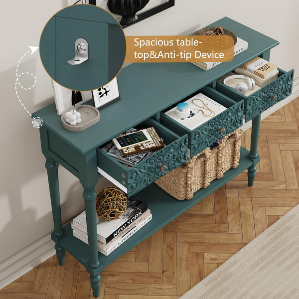 Console Table with 3 Drawers & Open Shelf