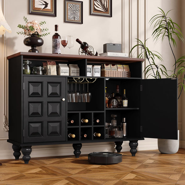 45" Wine Bar Cabinet with Wine Rack & Glass Holder