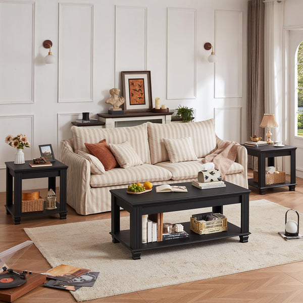 Coffee Table Set of 3 with Open Shelf
