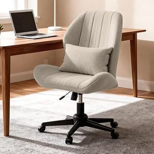 Armless Cross-Legged Swivel Desk & Vanity Chair with Wheels
