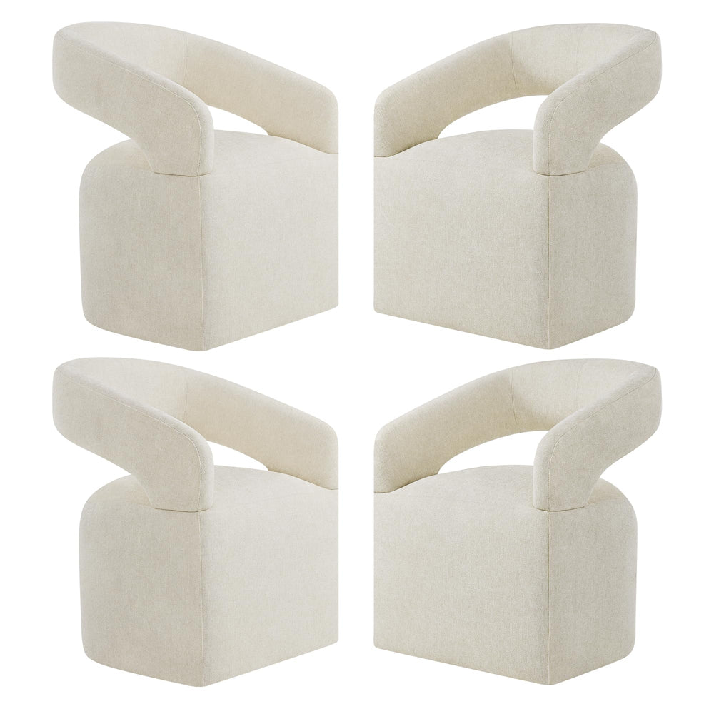 Upholstered Dining Chairs Set of 4 with Hidden Casters