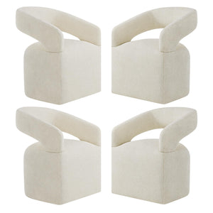 Upholstered Dining Chairs Set of 4 with Hidden Casters