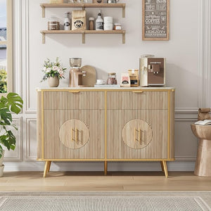 47.2" Fluted Buffet Storage Cabinet with Drawers & Adjustable Shelves