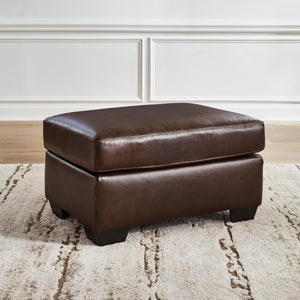 Dark Brown Leather Rectangular Ottoman