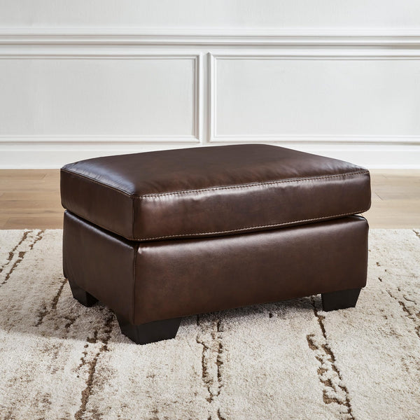 Dark Brown Leather Rectangular Ottoman