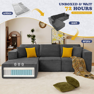 Modular L-Shape Sectional Sofa with Chaise | Deep Seat Corduroy