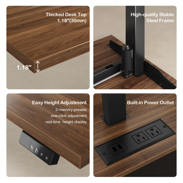 63-Inch L-Shaped Electric Standing Desk with File Cabinet & Privacy Panel